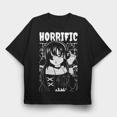 Horrific Dark Anime Girl, Tricou Oversize Barbati (Unisex)