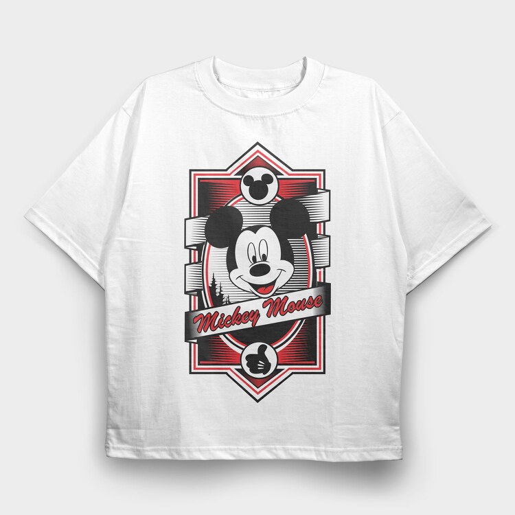 Mickey Mouse Emblem, Tricou Oversize Barbati (Unisex)