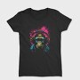 Monkey Headphones Portrait, Tricou Femei