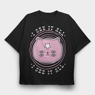 I See It All Cat, Tricou Oversize Barbati (Unisex)