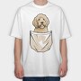 Golden Doodle Dog Pocket, Tricou Oversize Barbati (Unisex)