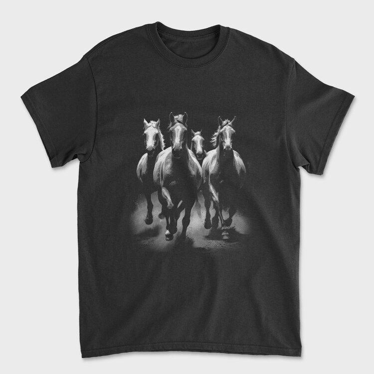 Horses Monochrome, Tricou Barbati (Unisex)