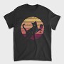 Cat With a Glass of Wine Retro Sunset, Tricou Barbati (Unisex)