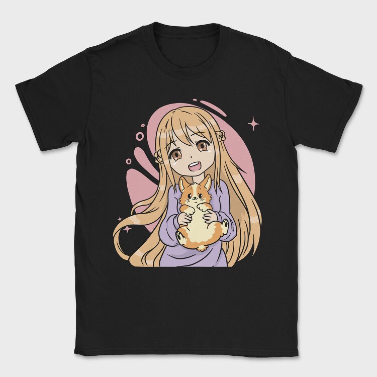 Kawaii Girl Corgi, Tricou Barbati (Unisex)