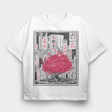 Japan Tree City, Tricou Oversize Barbati (Unisex)