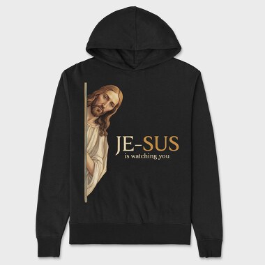 Jesus Watching You, Hanorac Oversize Barbati (Unisex)