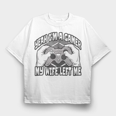 Joystick Wife Left Me, Tricou Oversize Barbati (Unisex)