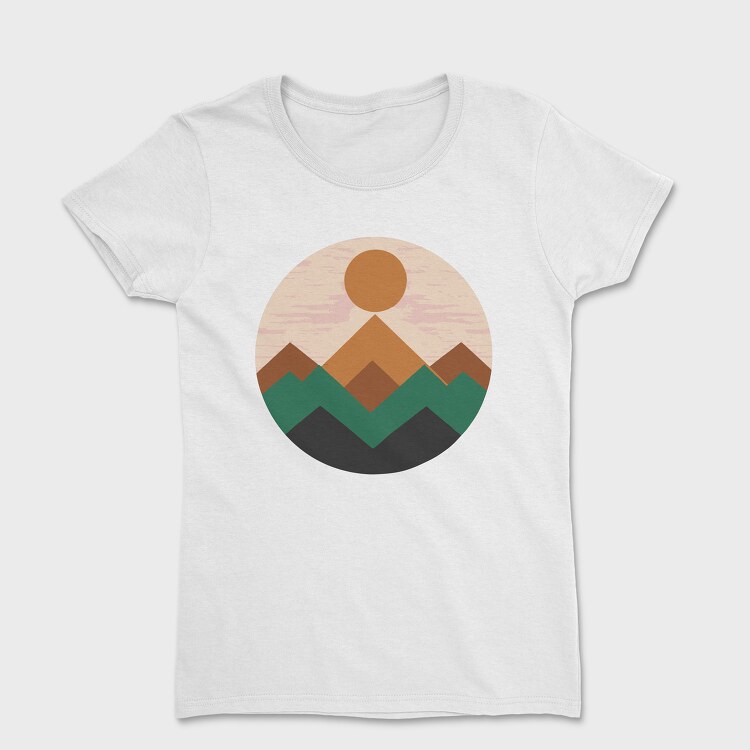 Geometric Retro Mountains, Tricou Femei