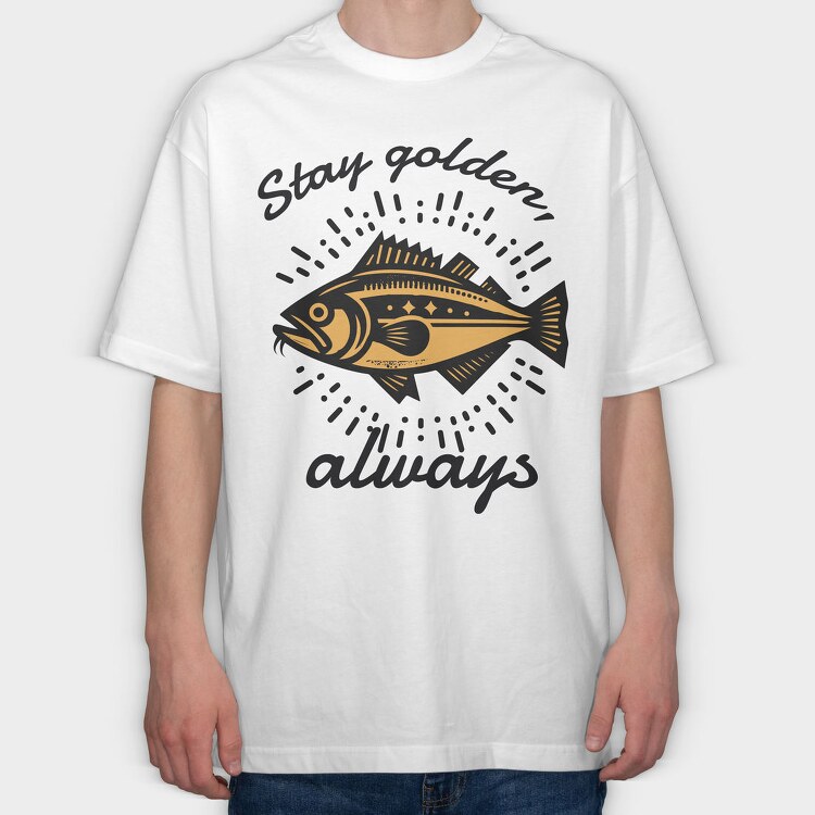 Golden Fish Quote Stay Golden, Tricou Oversize Barbati (Unisex)