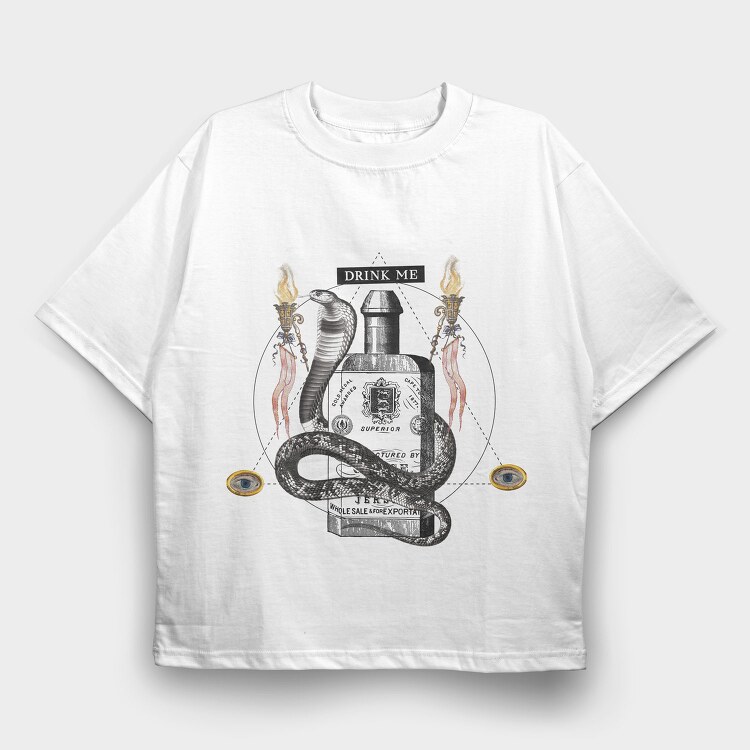 Snake Animal On Poison Bottle Vintage, Tricou Oversize Barbati (Unisex)