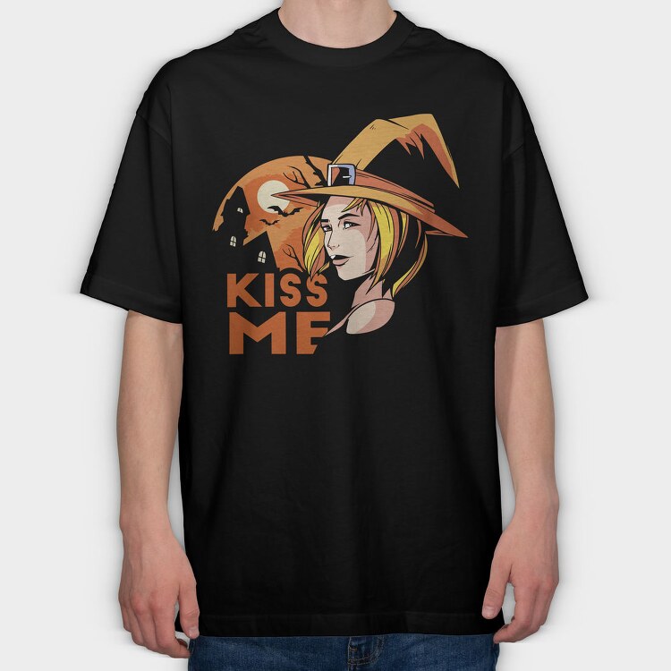 Halloween Witch Kiss, Tricou Oversize Barbati (Unisex)