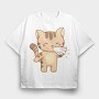 Sneezing Cat Character, Tricou Oversize Barbati (Unisex)