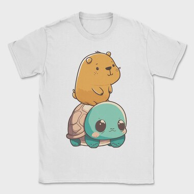 Kawaii Capybara and Turtle, Tricou Barbati (Unisex)