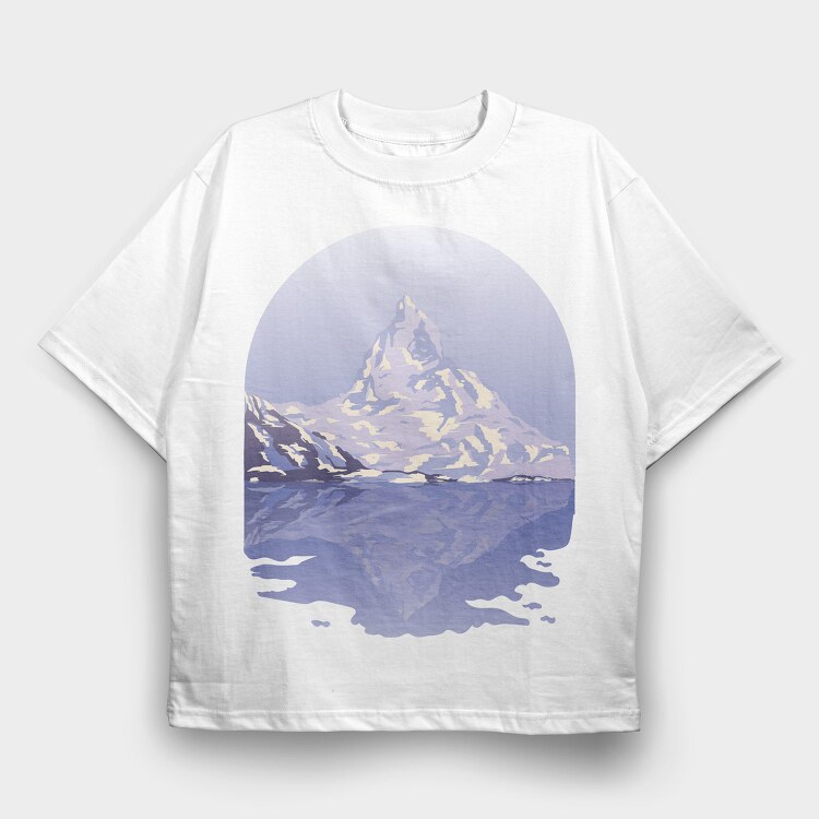 Snow Mountain Landscape, Tricou Oversize Barbati (Unisex)