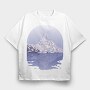 Snow Mountain Landscape, Tricou Oversize Barbati (Unisex)