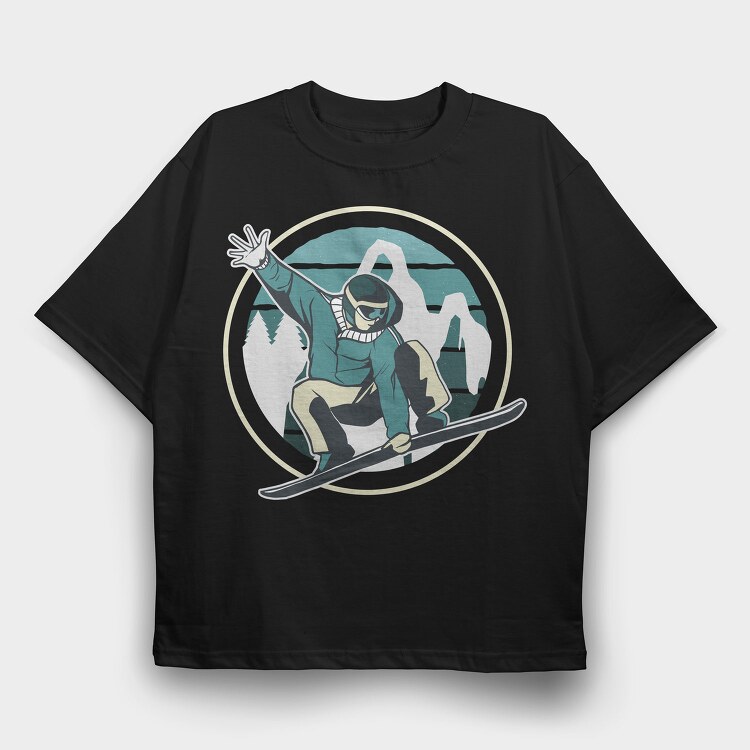 Snowboard Jump, Tricou Oversize Barbati (Unisex)