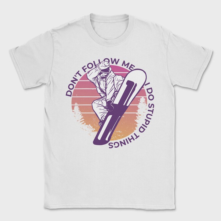 Snowboard Retro Sunset, Tricou Barbati (Unisex)