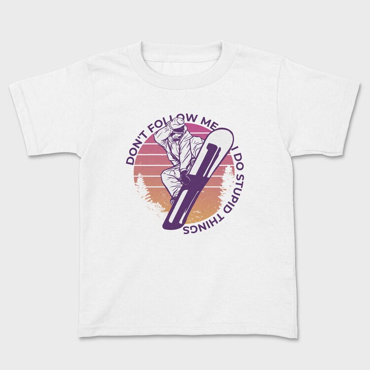 Snowboard Retro Sunset, Tricou Copii