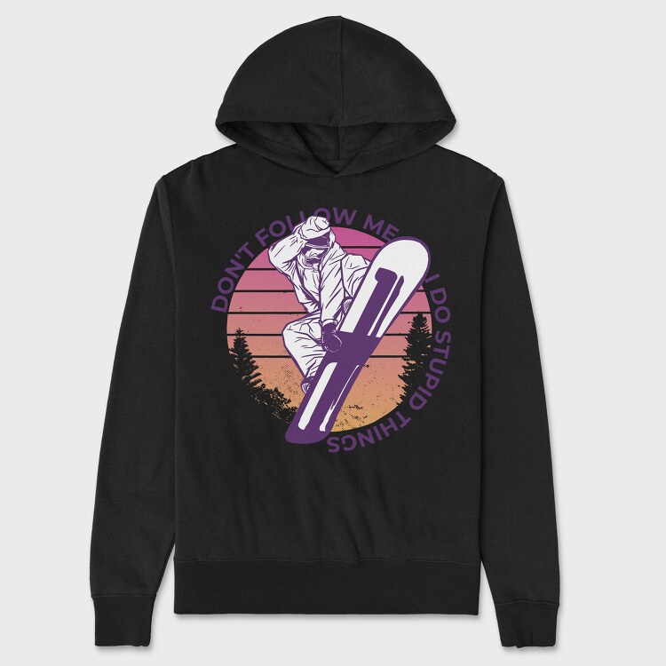 Snowboard Retro Sunset, Hanorac Oversize Barbati (Unisex)