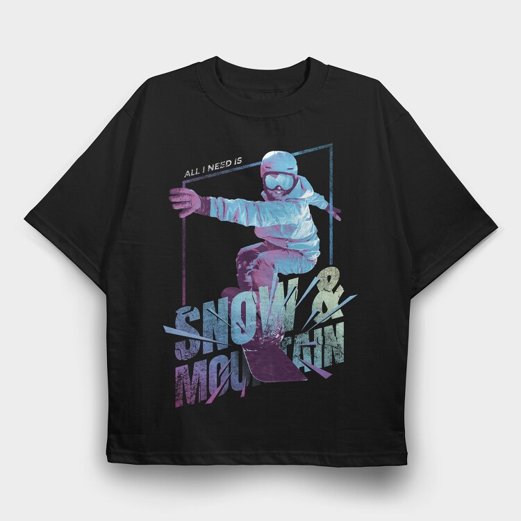Snowboarding Sport Athlete Snow And Mountain, Tricou Oversize Barbati (Unisex)