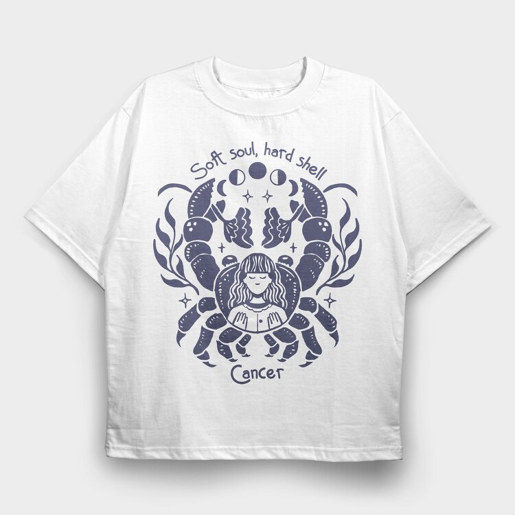 Soft Soul Hard Shell Cancer Zodiac Handmade, Tricou Oversize Barbati (Unisex)