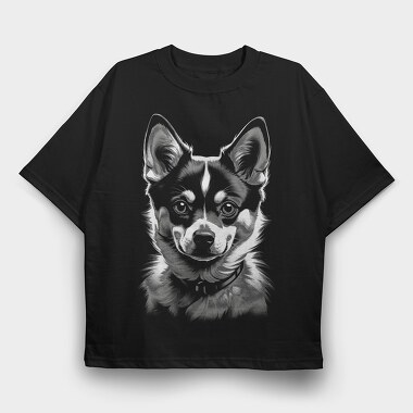 Kleekai Dog Monochrome, Tricou Oversize Barbati (Unisex)