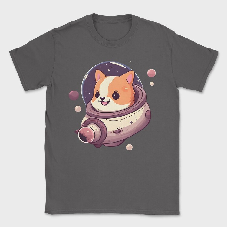 Space Faring Dog Illustration Spaceship, Tricou Barbati (Unisex)