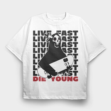 Live Fst Die Young, Tricou Oversize Barbati (Unisex)