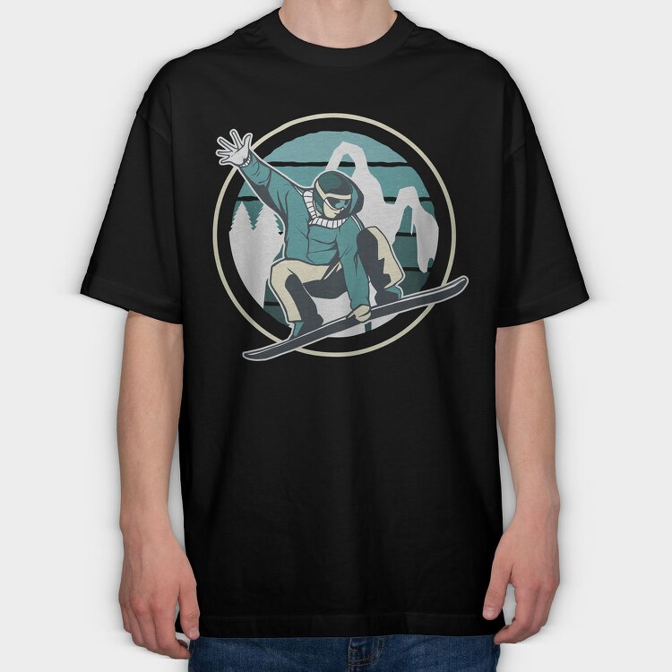 Snowboard Jump, Tricou Oversize Barbati (Unisex)