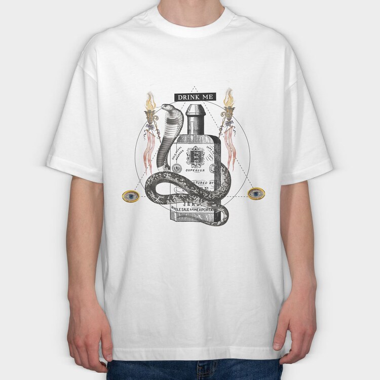 Snake Animal On Poison Bottle Vintage, Tricou Oversize Barbati (Unisex)