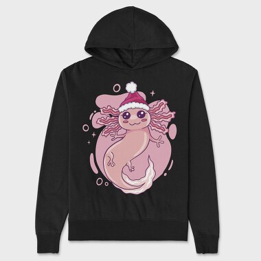 Axolotl In Christmas Hat, Hanorac Oversize Barbati (Unisex)