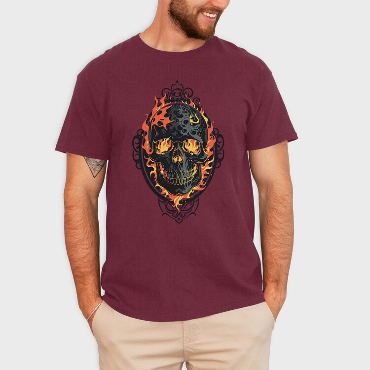 Gothic Skull on Fire, Tricou Barbati (Unisex)
