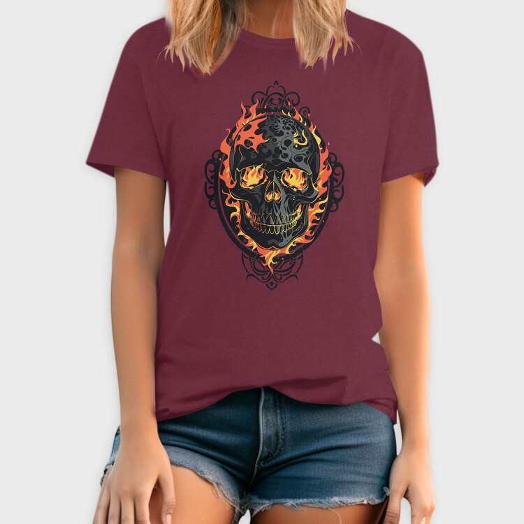 Gothic Skull on Fire, Tricou Barbati (Unisex)