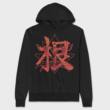 Lotus Flower Red Character Japanese, Hanorac Oversize Barbati (Unisex)