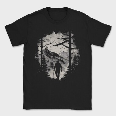 Man Hiking Forest, Tricou Barbati (Unisex)