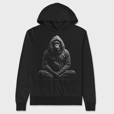 Meditating Gorilla, Hanorac Oversize Barbati (Unisex)