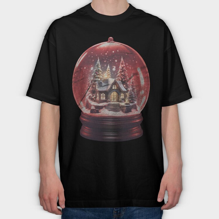 Snow Globe Christmas Snowball, Tricou Oversize Barbati (Unisex)