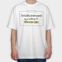 Socially Awkward Cat Name Tag, Tricou Oversize Barbati (Unisex)