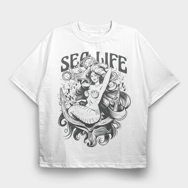 Mermaid Sea Life, Tricou Oversize Barbati (Unisex)