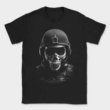 Militar Skull Monochrome, Tricou Barbati (Unisex)