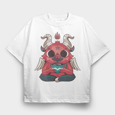 Mini Baphomet Coffee, Tricou Oversize Barbati (Unisex)