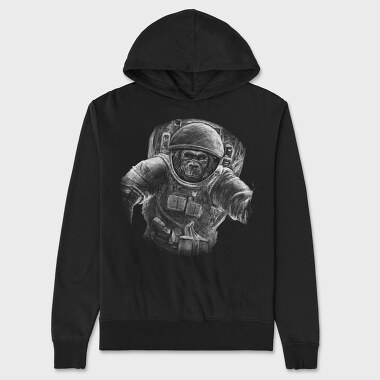 Monkey Astronaut Monochrome, Hanorac Oversize Barbati (Unisex)