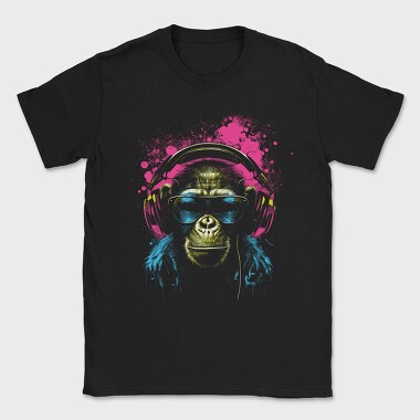 Monkey Headphones Portrait, Tricou Barbati (Unisex)