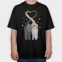 Cat Love Heart, Tricou Oversize Barbati (Unisex)