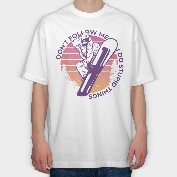 Snowboard Retro Sunset, Tricou Oversize Barbati (Unisex)