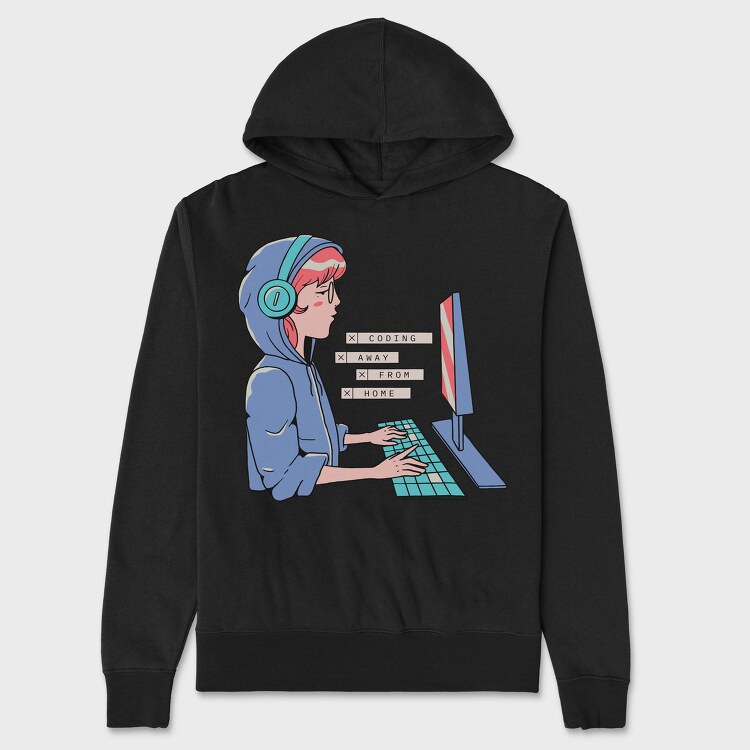 Coding Away Home, Hanorac Oversize Barbati (Unisex)