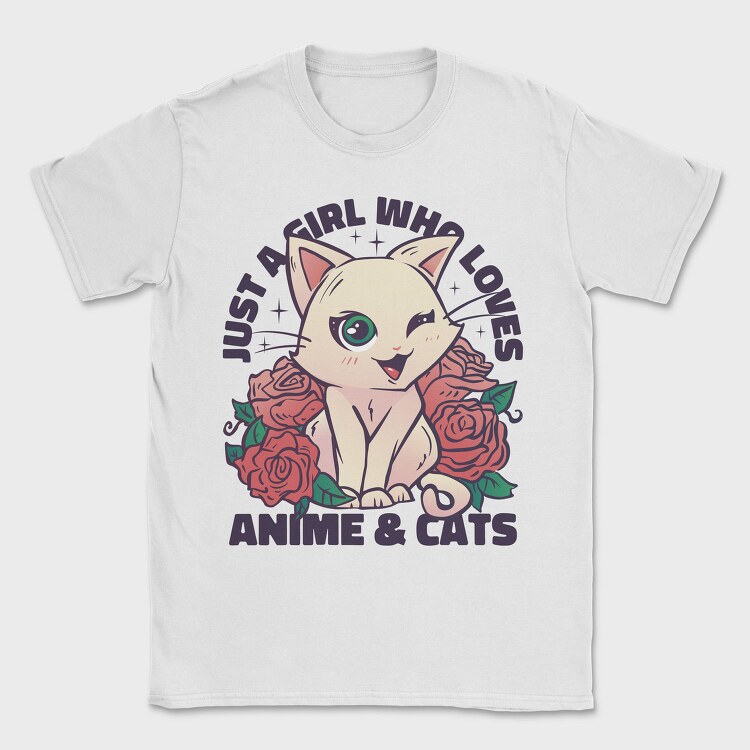 Cat Rose Anime, Tricou Barbati (Unisex)
