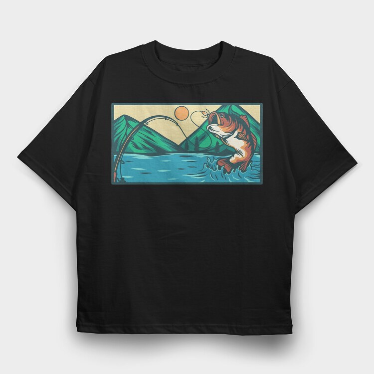 Bass Fishing 6, Tricou Oversize Barbati (Unisex)