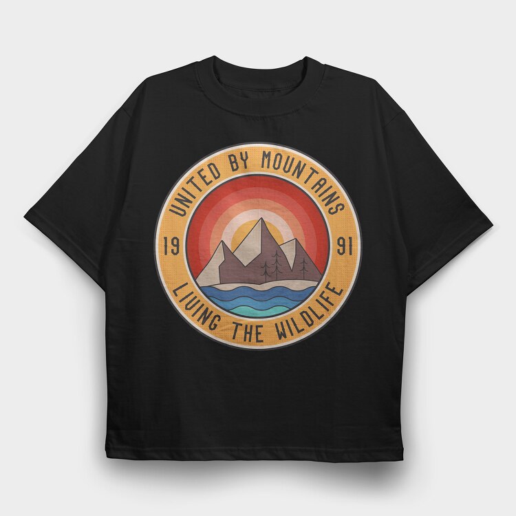 United by Mountains, Tricou Oversize Barbati (Unisex)