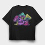 Skull and Smurf Rough Texture Illustrations, Tricou Oversize Barbati (Unisex)
